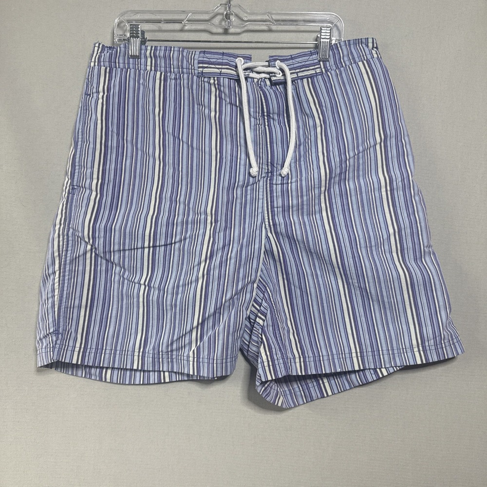 Tailorbyrd Mens Novelty Print Classic Swim Trunk Size L Purple And Blue Striped